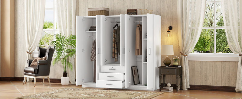 6 Doors Wooden Wardrobe Storage For Bedroom With Big Drawers