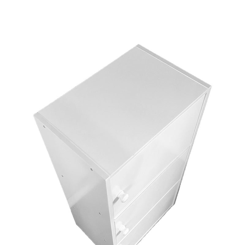 3 Door Storage Utility Cabinet Entryway Living Room Garage Hallway Bathroom Knob Handle - White