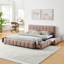 Modern Platform Bed Frame With Thick Chenille Fabric