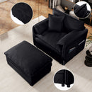 Oversized Chair With Movable Ottoman, Soft Upholstered Lounge Chair