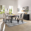 Nolan - Dining Table - White Natural Marble Top & Salvage Dark Oak
