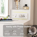 Space Saving Makeup Vanity Desk With Mirror & Adjustable Led Lights, Built-In Power Outlet, Hidden Storage, Includes Stool & Shelf - White