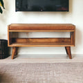 Solid Wood Bench With Upholstered Sea
