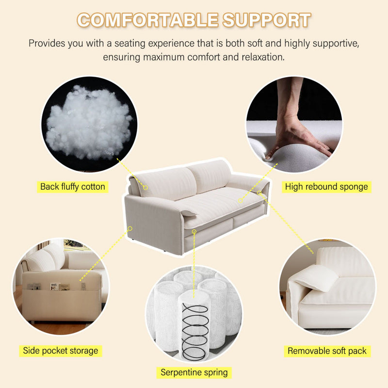 Pull Out 3 In 1 Convertible Sleeper Sofa With Side Storage, Multi Functional