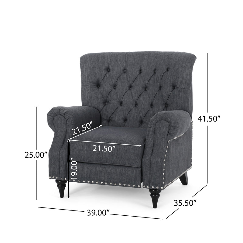 Classic Style Fabric Push Back Chair - Charcoal