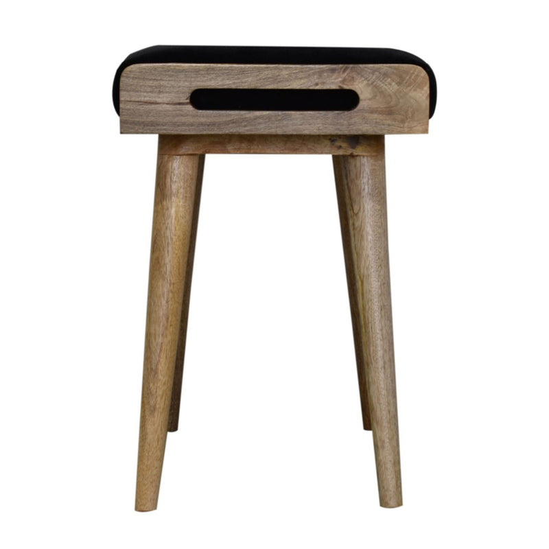 Velvet Tray Style Footstool - Black