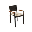 7 Piece Outdoor Patio Wicker Dining Set Patio Wicker Furniture Dining Set With Top - Brown / Cream