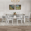 Dining Table Set Retro Style With Extendable Table And Upholstered Chairs