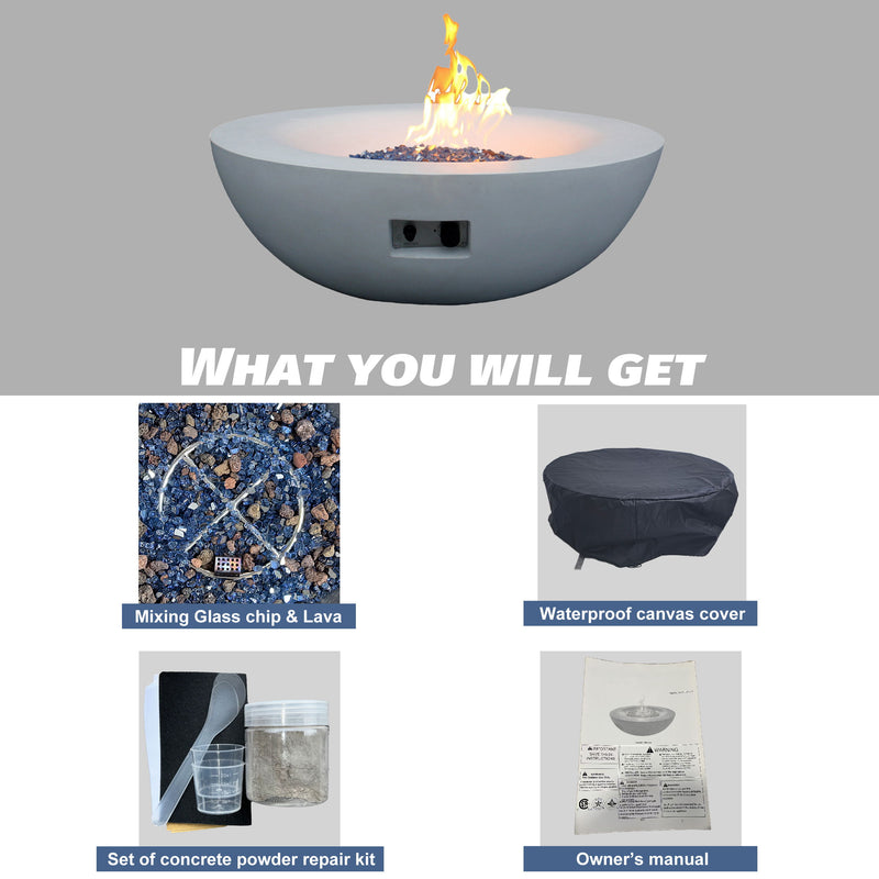 Outdoor Concrete Propane Gas Fire Pit Bowl