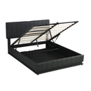 Upholstered Bed With Hydraulic Storage System And LED Light, With Sockets And USB Ports