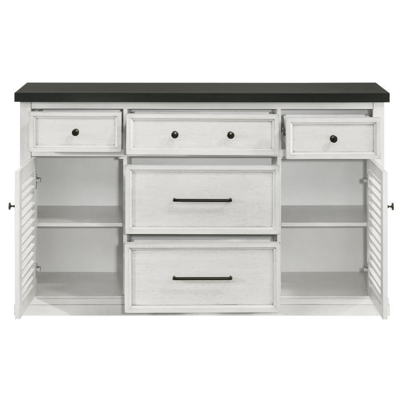 Aventine - 5-Drawer Dining Sideboard Buffet Cabinet With Cabinet - Charcoal And Vintage Chalk