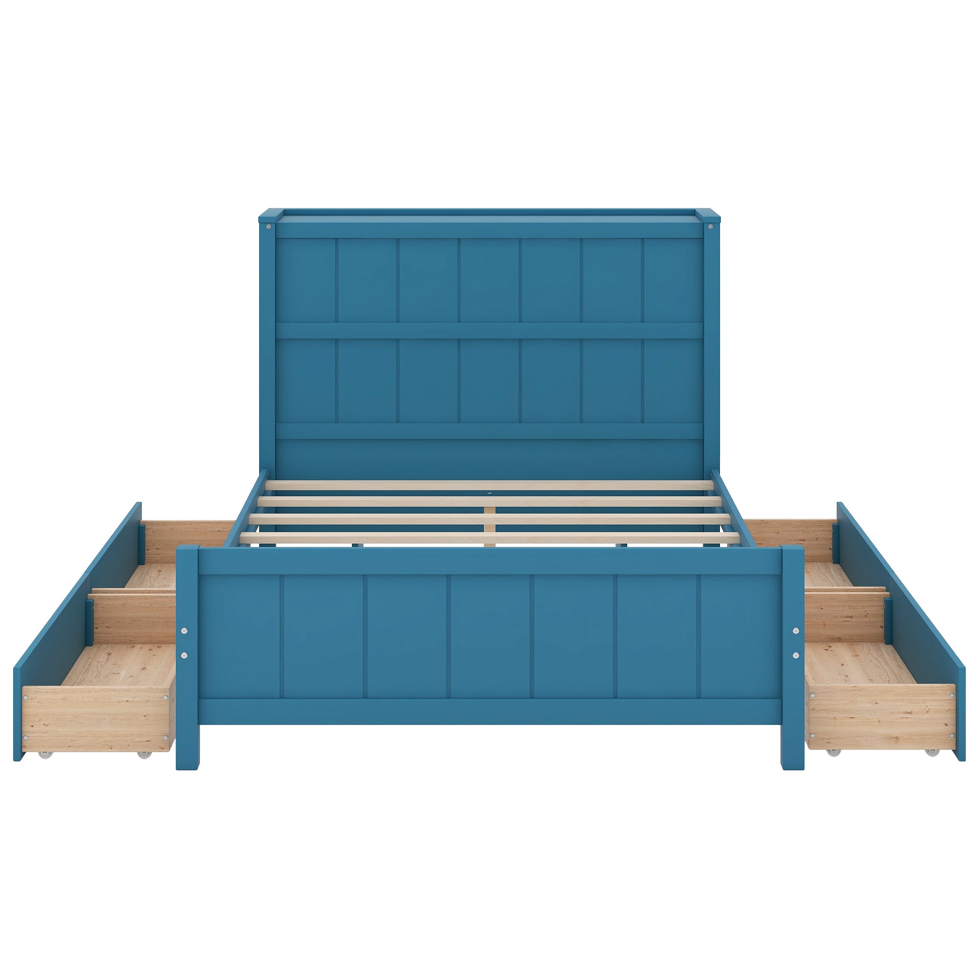 Full Size Platform Bed with Drawers and Storage Shelves, Blue - Atlantic Fine Furniture Melbourne FL