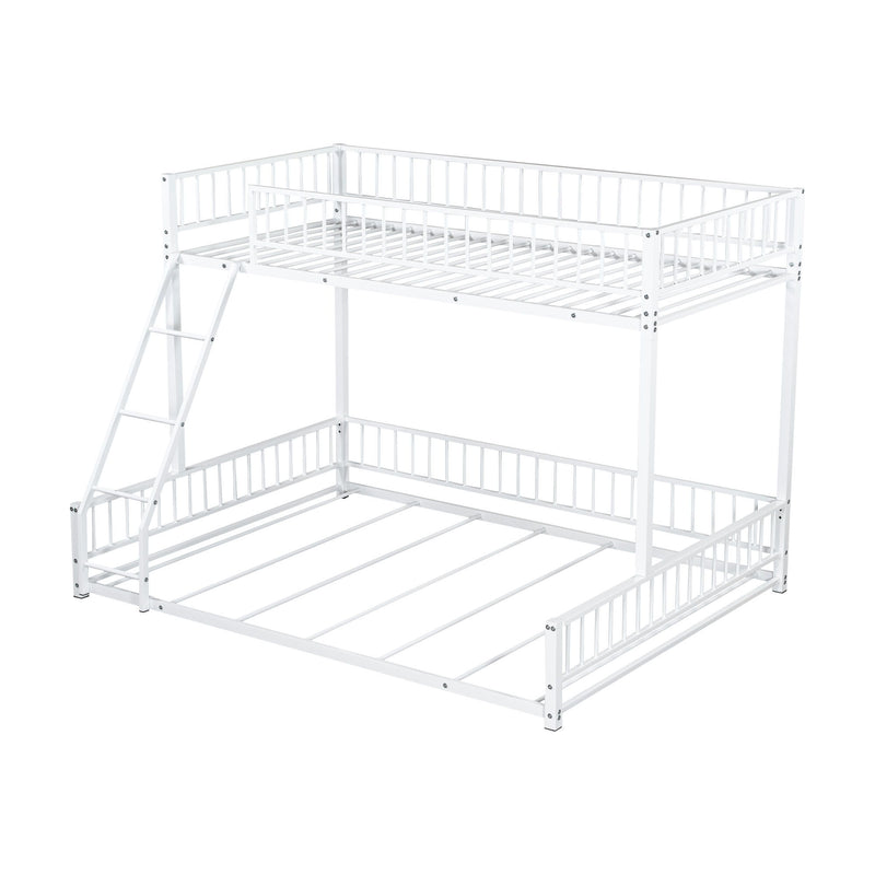 Bunk Bed Frame With Ladder And Safety Guardrails