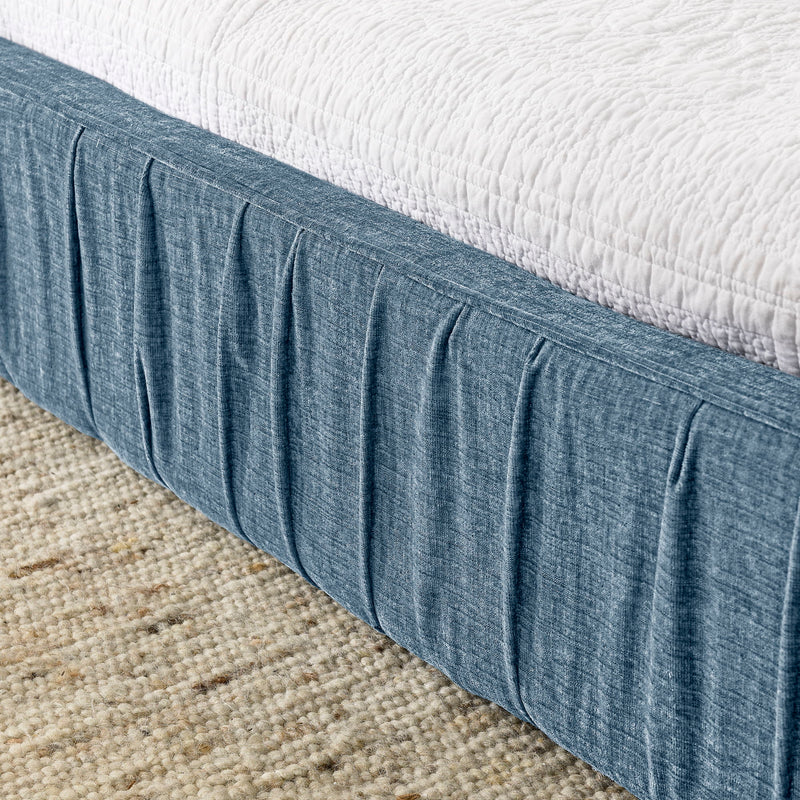 Modern Upholstered Platform Bed Frame With Pleated Design