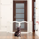 4 Panel Freestanding Pet Gate With Foldable Design And Support Feet - White