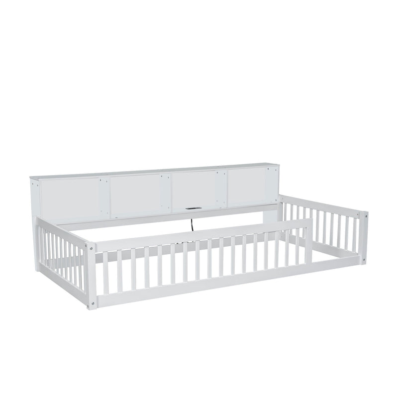 Floor Bed With Storage Cabinets And USB Ports