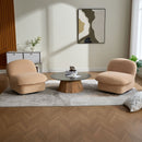 Pumpkin Shaped Swivel Accent Chair, 360 Degree Rotation For Living Room