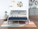 Full Size Bed, Wood Platform Bed Frame with Headboard For Kids, Slatted, Gray