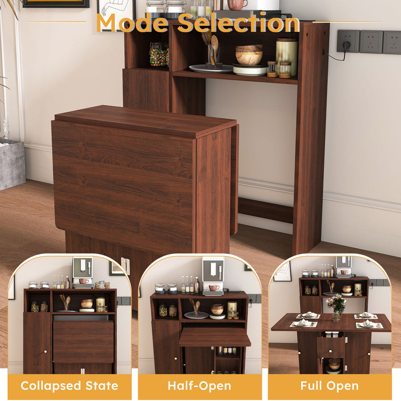 Multifunctional Folding Dining Table With Wall-Mounted Sideboard & Storage