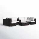 Elegant 4 Person Wicker Patio Seating Set With Cushions And Glass Top Table