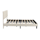 King Size Platform Bed Frame with Fabric Upholstered Headboard and Wooden Slats, No Box Spring Needed/Easy Assembly, Dark Beige