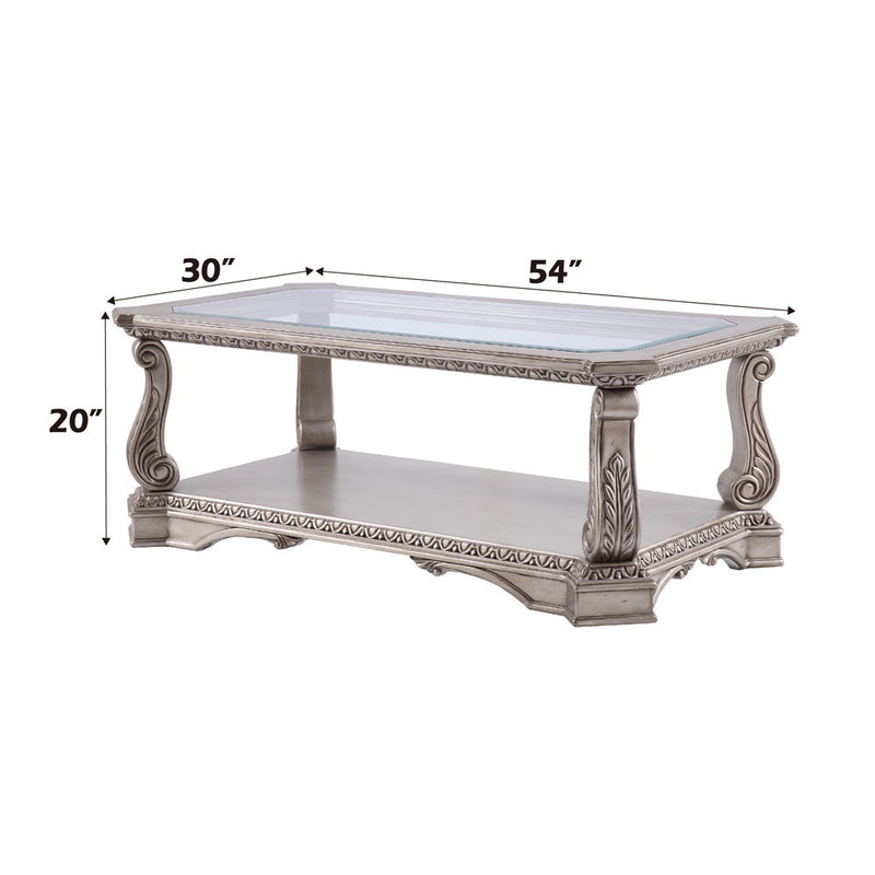 Northville - Coffee Table - Antique Silver & Clear Glass