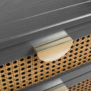 2 Drawer Side Table, Natural Rattan