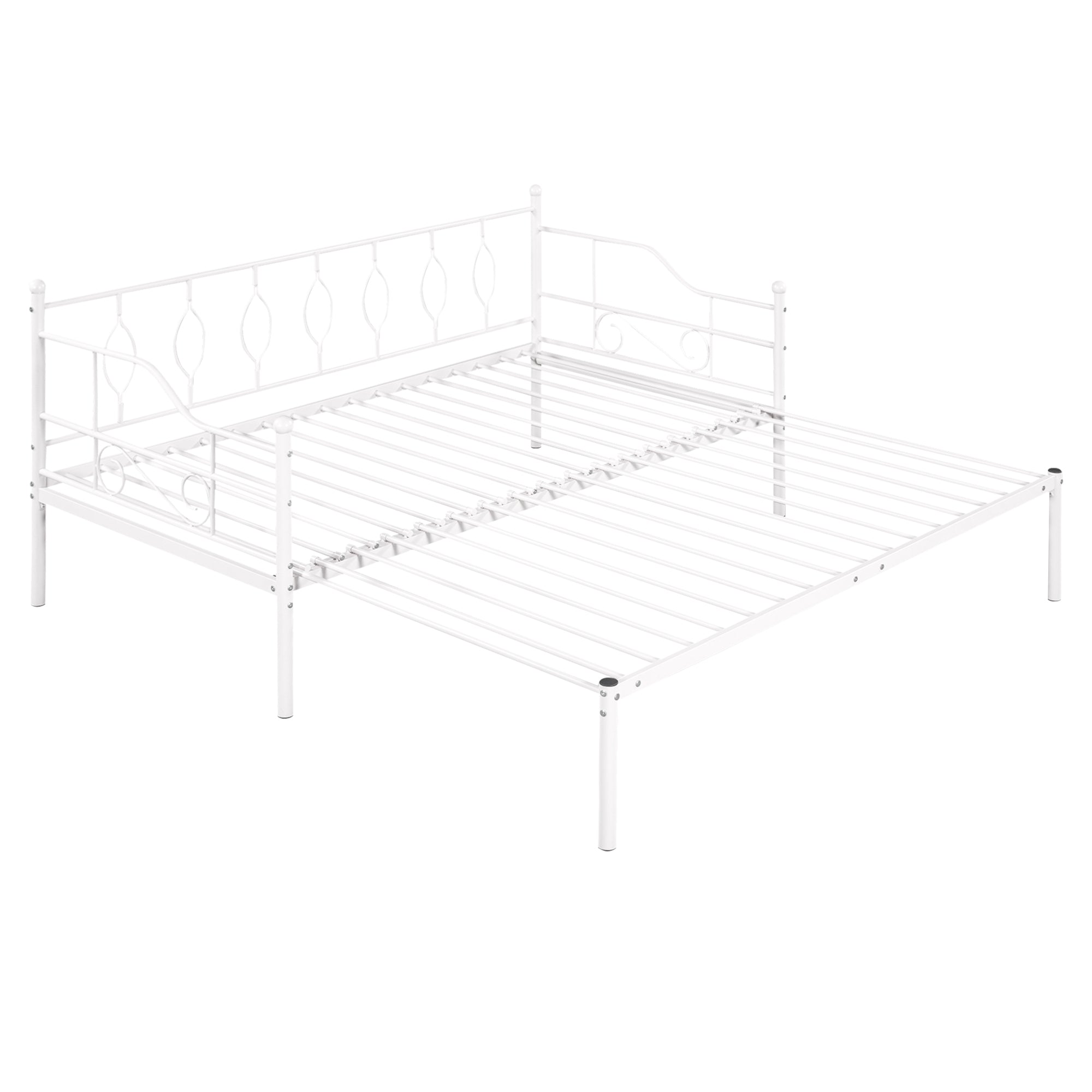 Twin Size Metal Daybed with Trundle, Daybed with Slat No Box required White - Atlantic Fine Furniture Melbourne FL