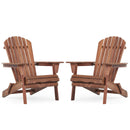 Lounge Patio Chair For Garden Outdoor Wooden Folding Adirondack Chair (Set of 2) Solid Cedar Wood Lounge Patio Chair For Garden