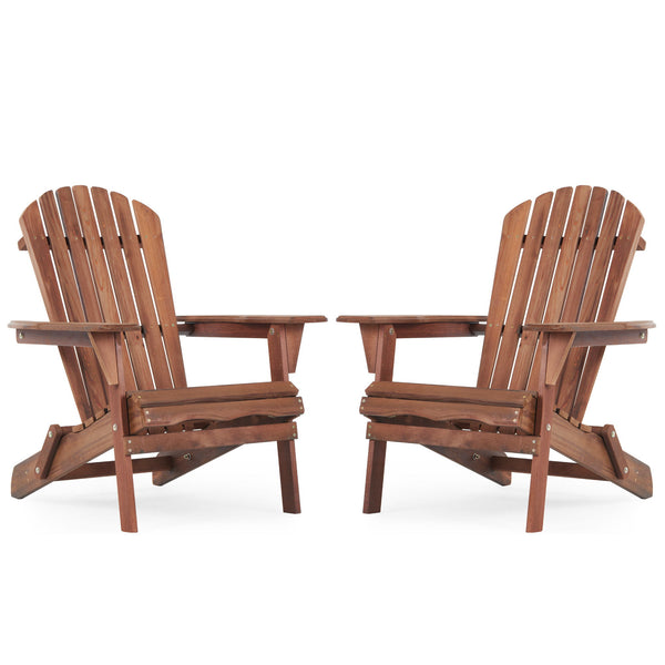 Lounge Patio Chair For Garden Outdoor Wooden Folding Adirondack Chair (Set of 2) Solid Cedar Wood Lounge Patio Chair For Garden