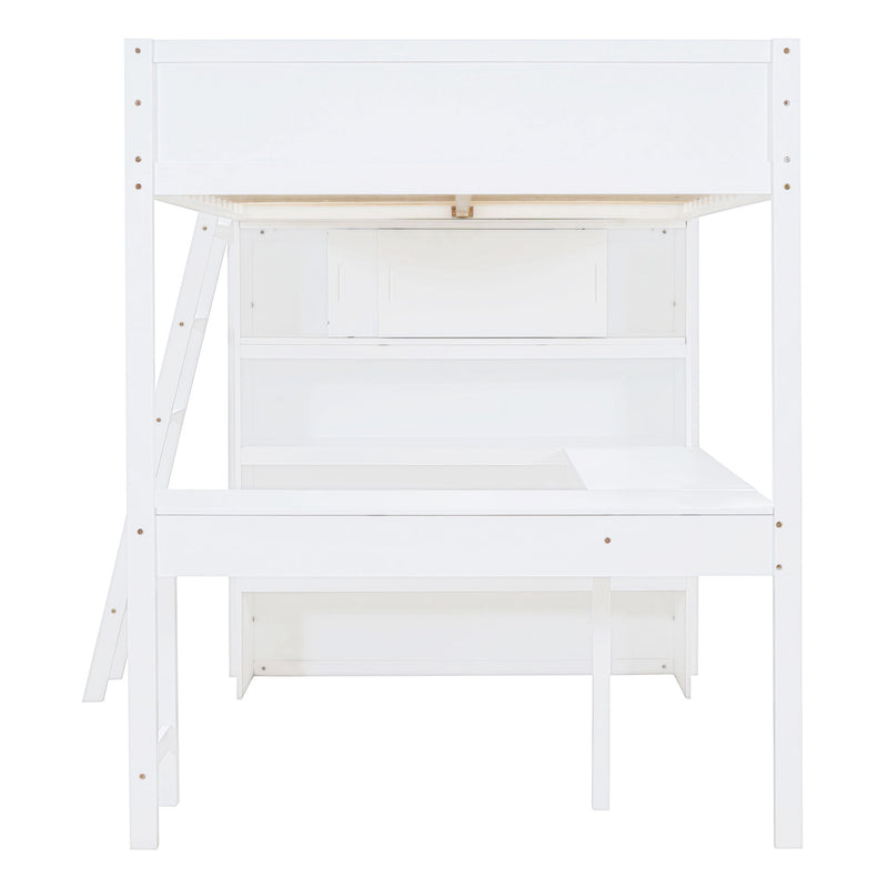 Modern Loft Bed With Desk And Shelves