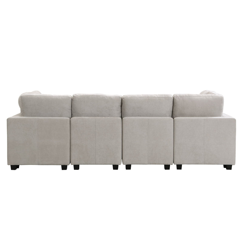 Sectional Sofa Couch Sofa Bed U-Shaped Sofa With Two Movable Ottoman And Three USB Ports For Living Room