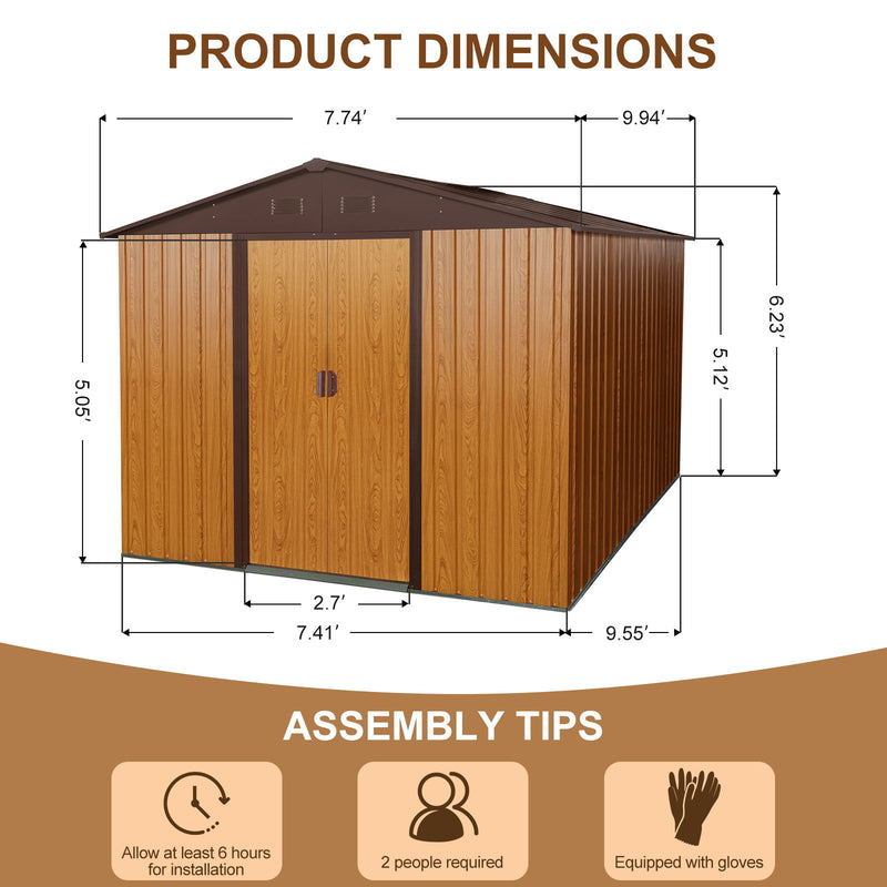 Outdoor Metal Storage Shed With Floor Base