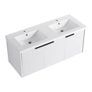 Contemporary Wall Mounted Bathroom Vanity With Resin Double Sink