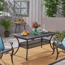 Outdoor Extendable Aluminum Dining Table With Pattern Table Top And Curved Legs - Copper