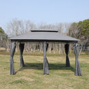 13 0 Ft Outdoor Patio Gazebo Canopy Tent With Ventilated Double Roof And Side Wall (Detachable Curtain Included On All Sides) Suitable For Lawn Garden Backyard And Deck - Gray