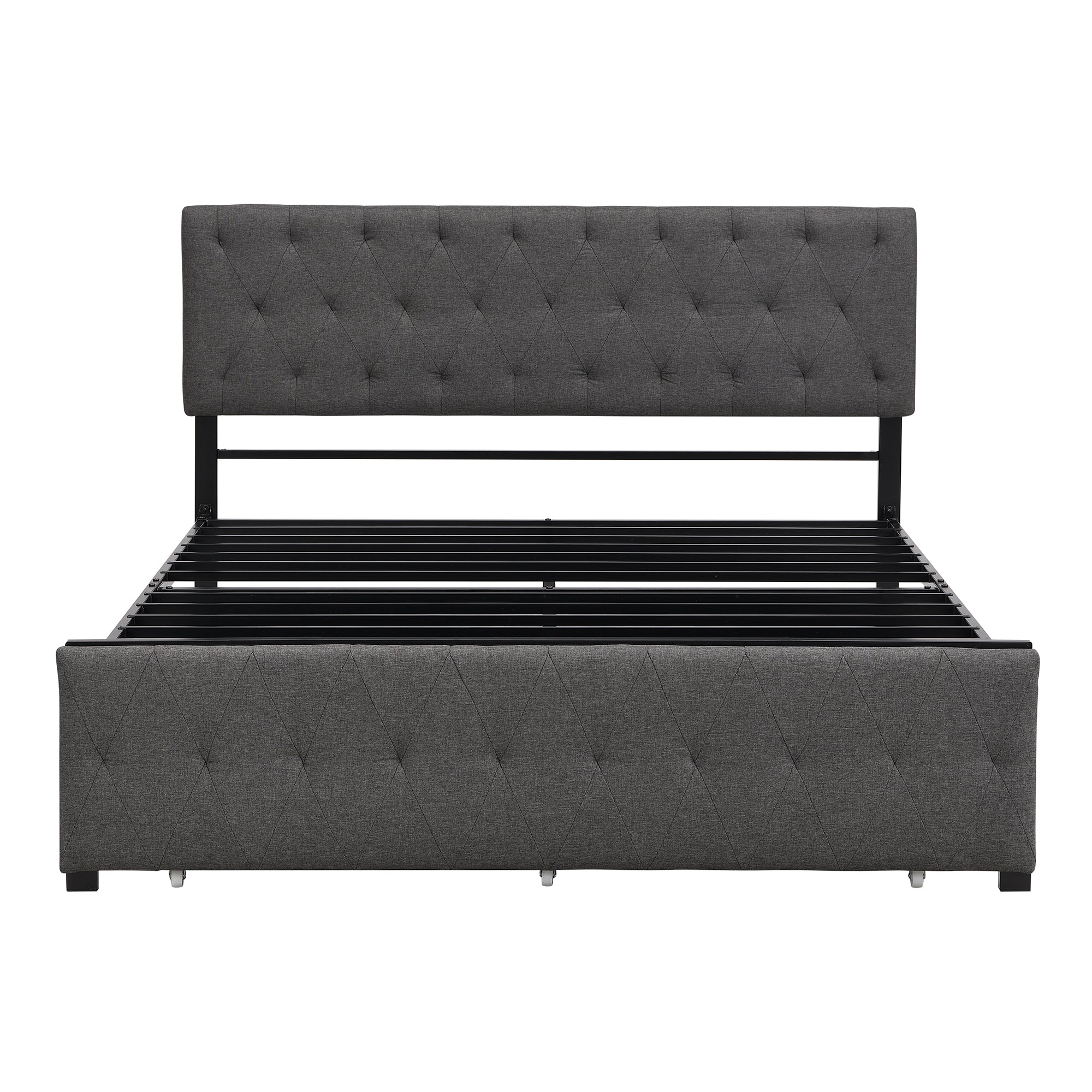 Queen Size Storage Bed Metal Platform Bed with a Big Drawer - Gray - Atlantic Fine Furniture Melbourne FL