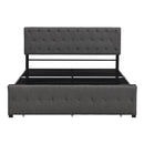 Queen Size Storage Bed Metal Platform Bed with a Big Drawer - Gray