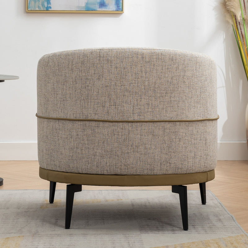 Modern Two-Tone Barrel Chair, Upholstered Round Armchair For Living Room Bedroom Reading Room