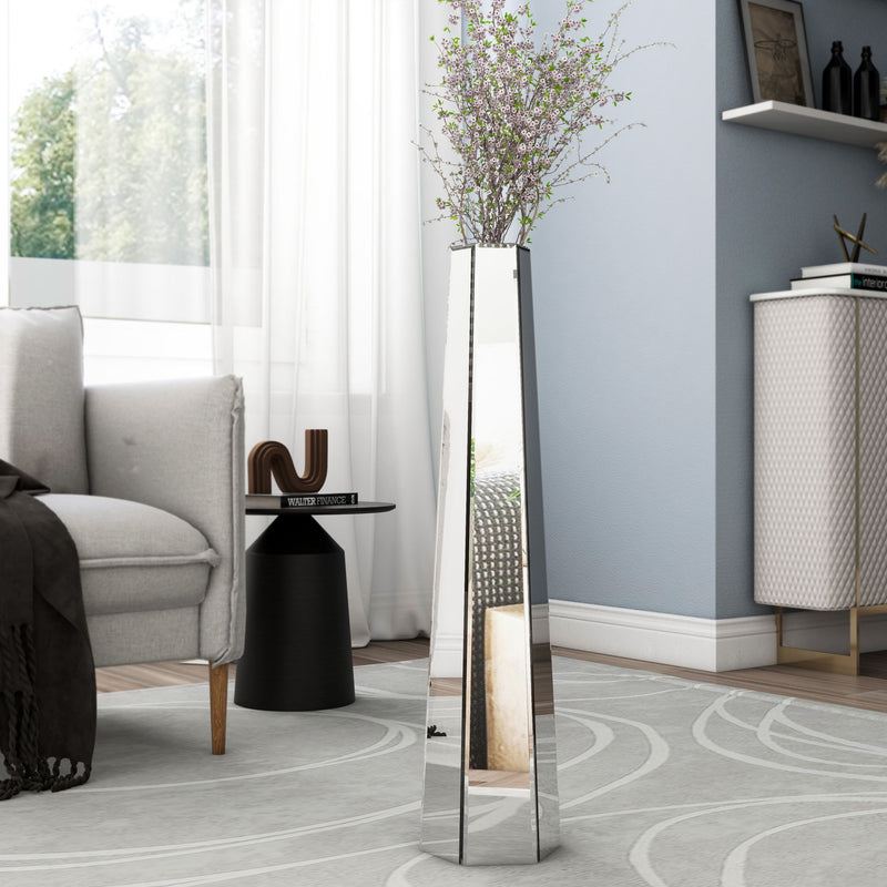 Handmade Glass Floor Vase - Silver