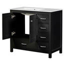 Bathroom Vanity With Ceramic Sink Combo, Abundant Storage Cabinet 2 Soft Close Doors And 5 Drawers