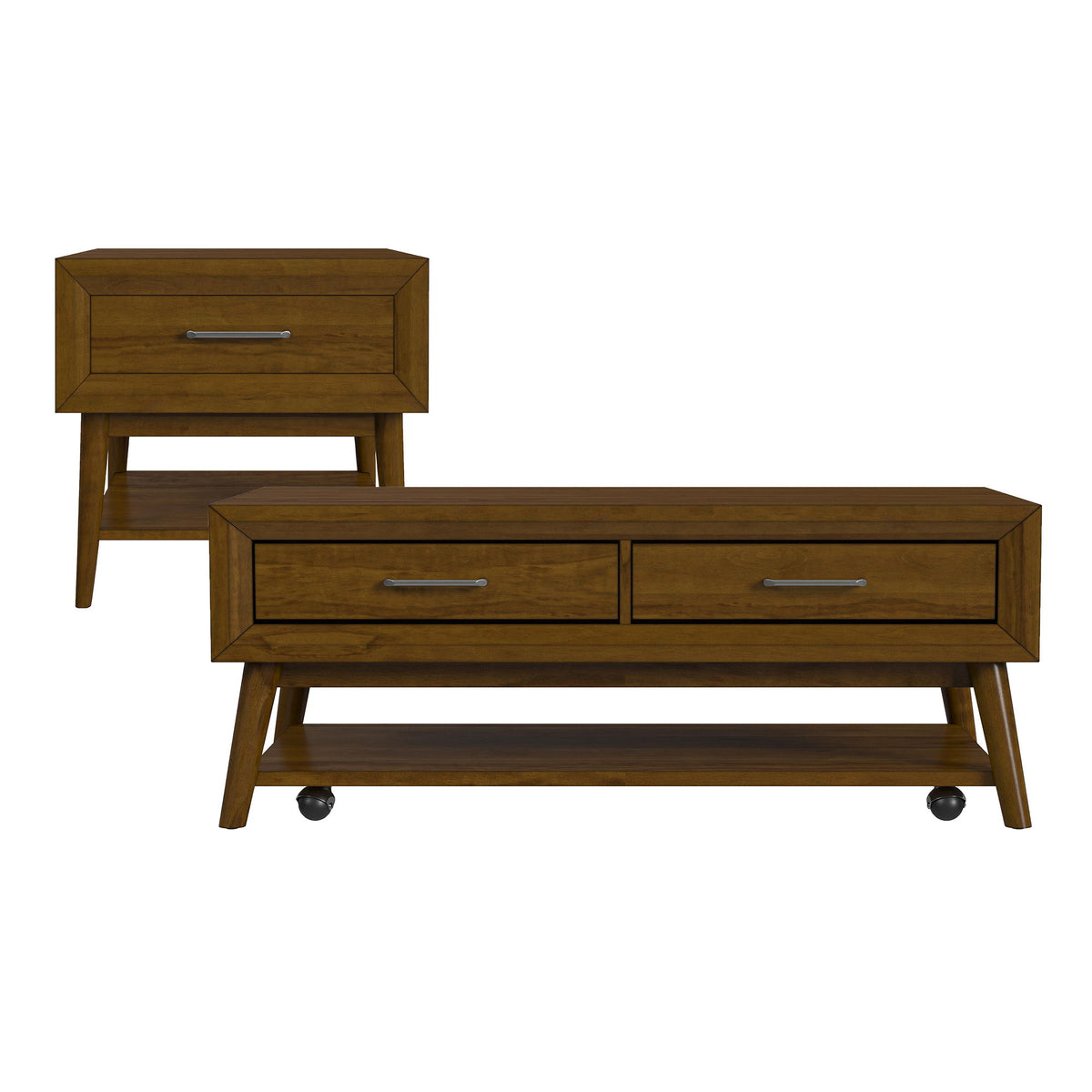 Santa Barbara 2 Piece Occasional Table Set (Coffee Table & End Table) in Walnut by Elements International