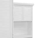 Queen Size Murphy Bed With Louvered Design And Multiple Storage Shelves - White