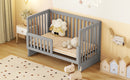 Convertible Crib/Full Size Bed with Changing Table, Gray