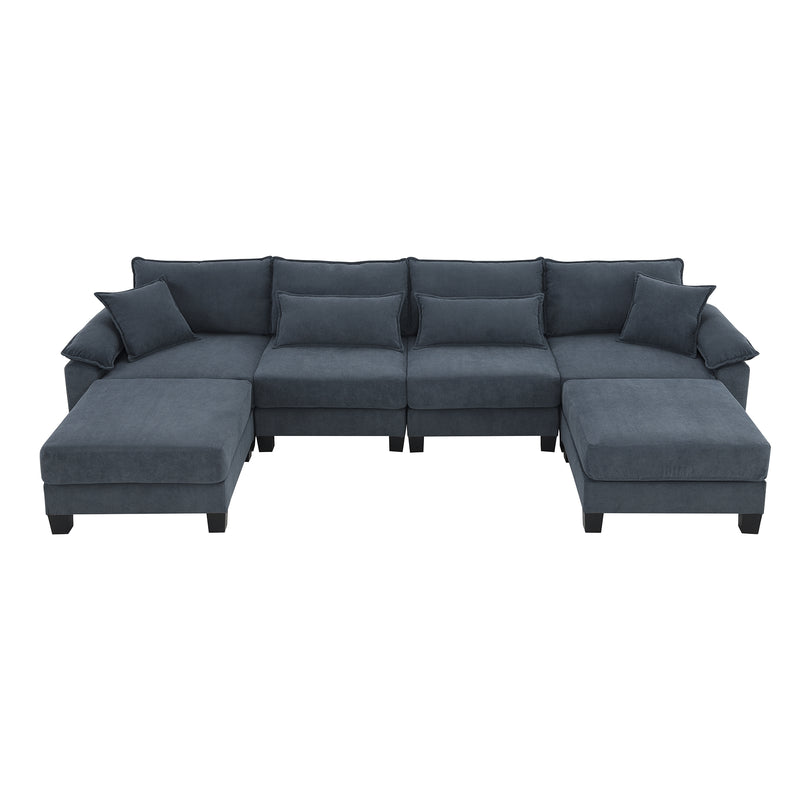 [VIDEO provided] [New] 133*65" Corduroy Modular Sectional Sofa,U Shaped Couch with Armrest Bags,6 Seat Freely Combinable Sofa Bed,Comfortable and Spacious Indoor Furniture for Living Room, 2 Colors