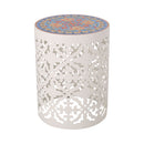 Airy - Outdoor Side Table With Lace Cut Design And Metal Frame