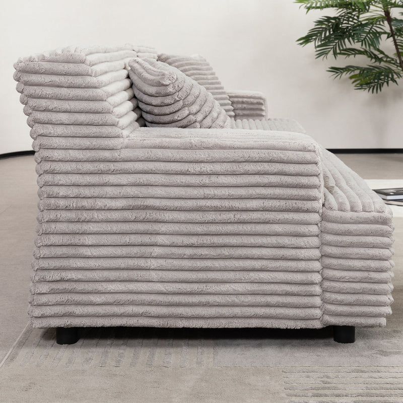Modern Comfortable Cloud Sofa, Soft Plush Corduroy With Square Armrests