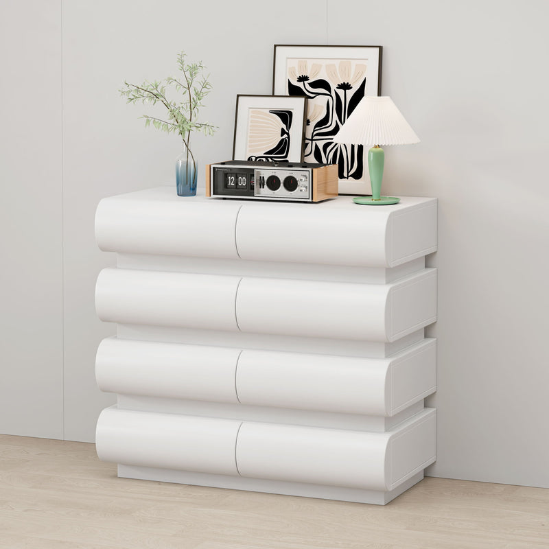 Minimalist Handle Less 8 Drawer Dresser With Wide Storage