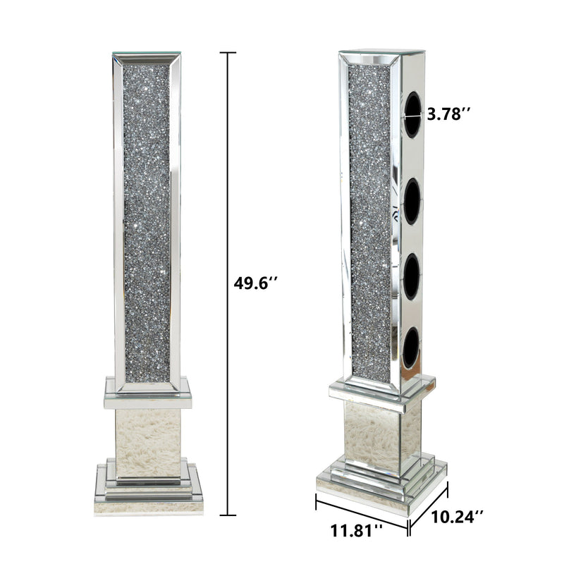 Crushed Diamond Floating Mirrored Wine Bottle Holder - Silver
