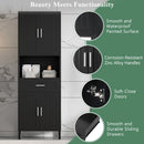 Freestanding Tall Bathroom Cabinet With Soft Close Doors And Adjustable Shelves
